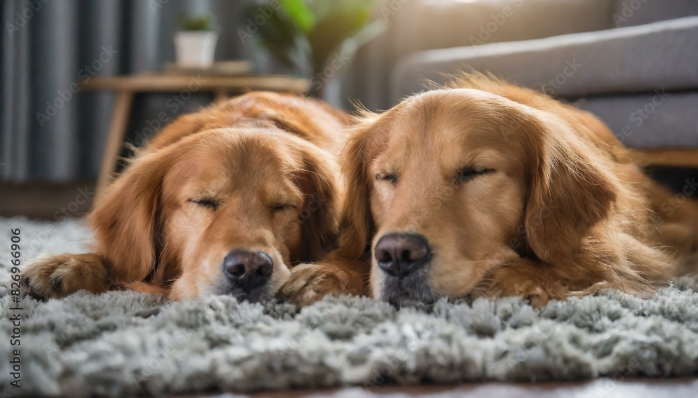 2 golden retrievers sleeping on the carpet 2 golden retrievers sleeping on the carpet