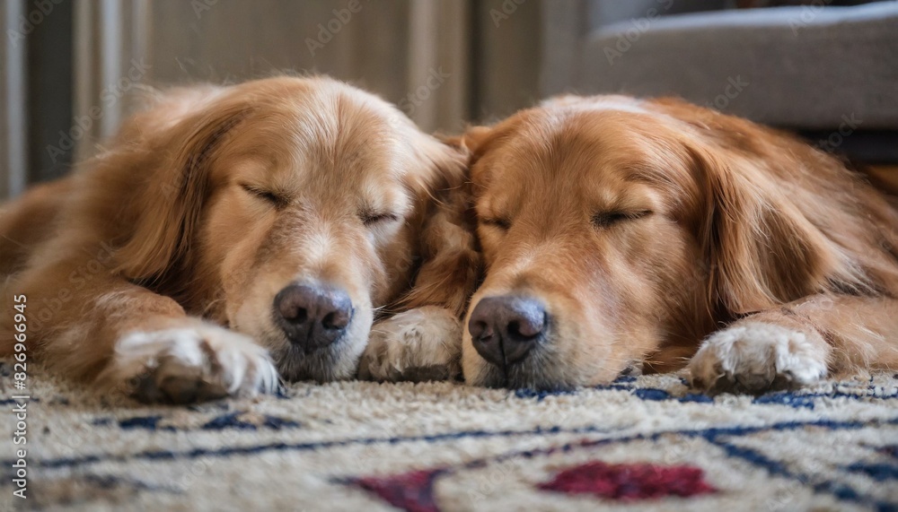 2 golden retrievers sleeping on the carpet 2 golden retrievers sleeping on the carpet