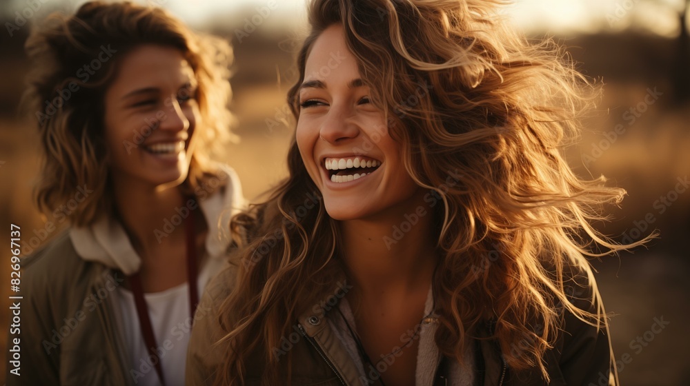 Happy lesbian couple in love, girlfriends walking in nature Happy lesbian couple in love, girlfriends walking in nature