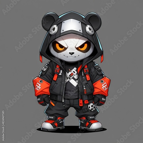 panda ninja robot mecha use techwear