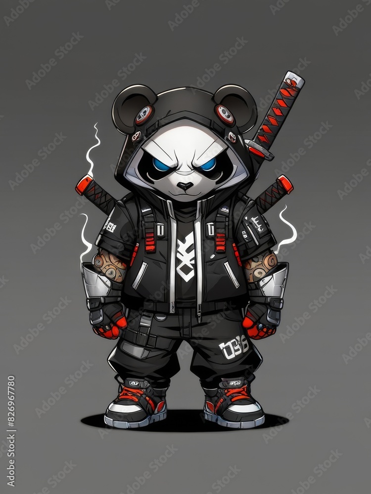 panda ninja robot mecha use techwear panda ninja robot mecha use techwear