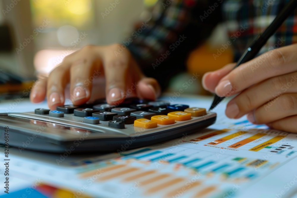 Close up Business people working with document financial paper at office