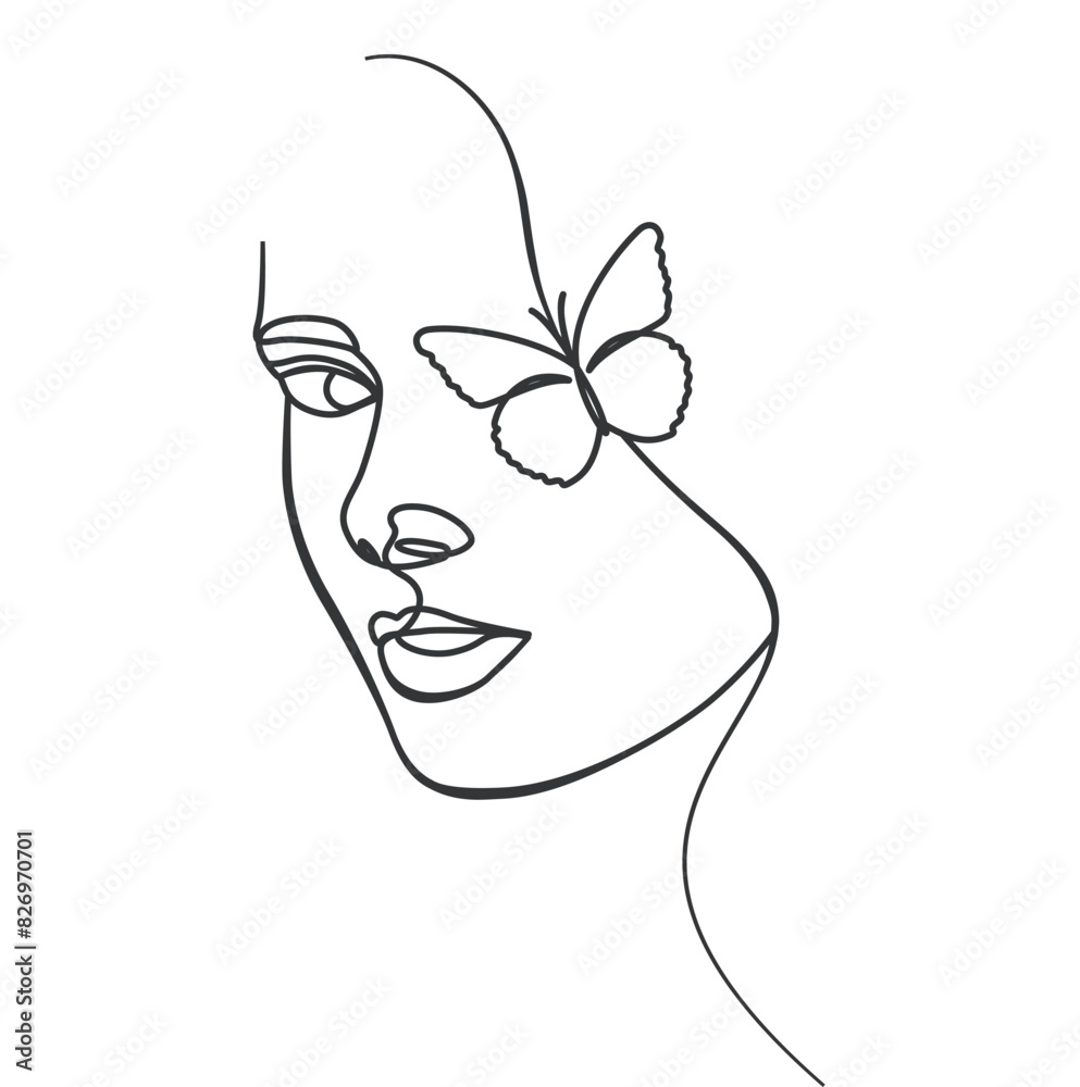 Women head, eyes with butterfly portrait design. Female linear drawing. Butterfly Head feminine Line Drawing. Surreal Modern Minimalist Art. Beauty Salon logotype elegant outline illustration. Women head, eyes with butterfly portrait design. Female linear drawing. Butterfly Head feminine Line Drawing. Surreal Modern Minimalist Art. Beauty Salon logotype elegant outline illustration.