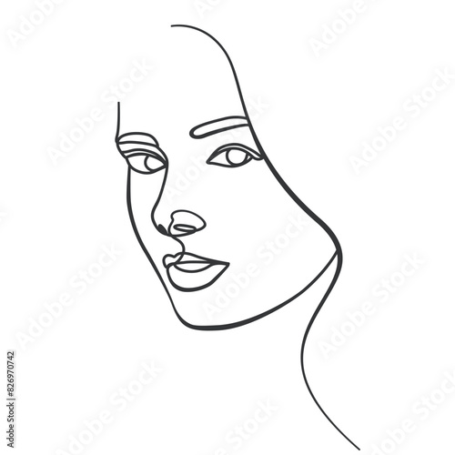 Women outline portraits—female linear drawing. Feminine Line Drawing. Surreal Modern Minimalist Art. Beauty Salon logotype elegant minimal outline illustration.