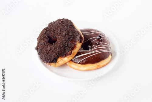 Tasty donut with chocolate glaze  photo