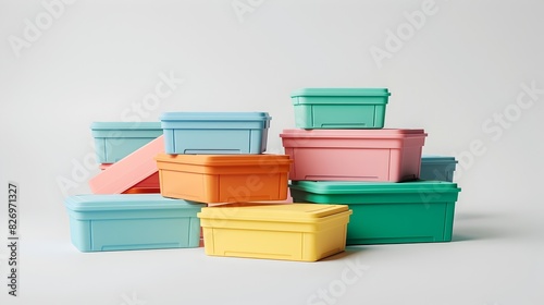 Colorful Delivery Boxes Stack: 3D Foodservice Design photo