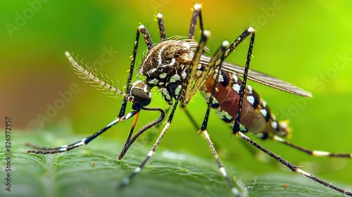 An up-close image of a mosquito carrying a virus photo