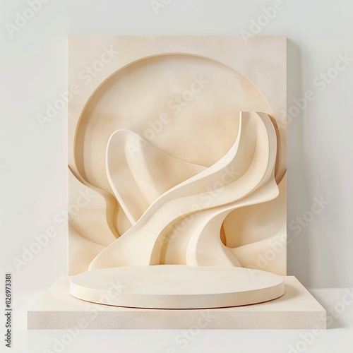 Podium in abstract cream color UHD Wallpapar photo