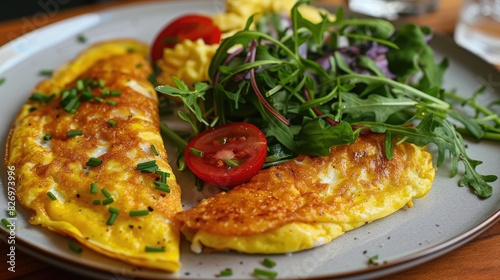 Variety of omelette and salad