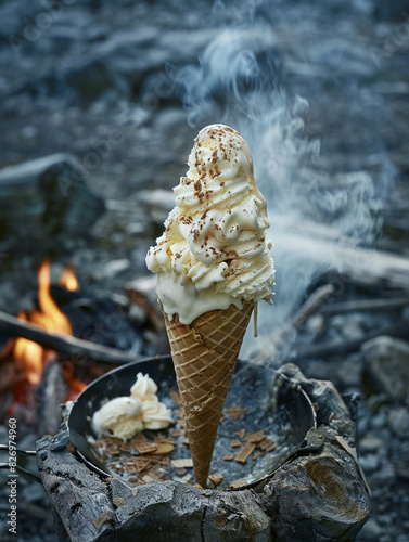 a delicious looking ice cream cone, food photography