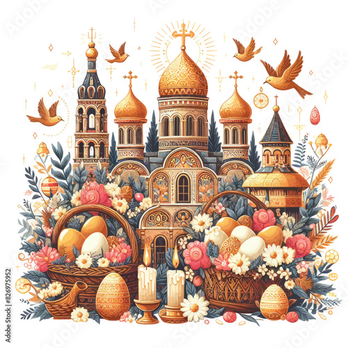 Russian orthodox church day vector in white background 
