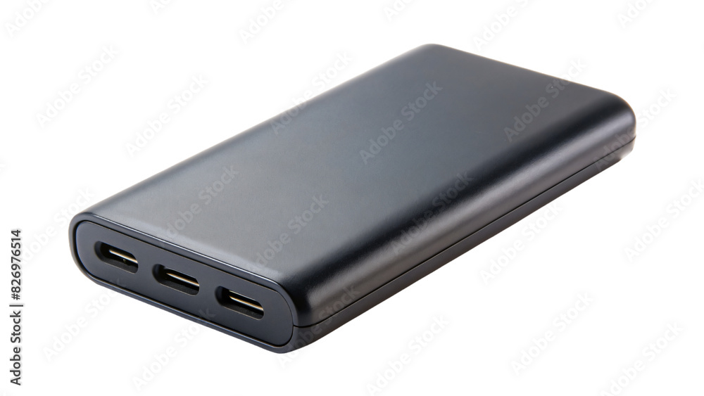 Black USB phone charger sits isolated on white, a key piece of mobile tech for keeping devices powered Black USB phone charger sits isolated on white, a key piece of mobile tech for keeping devices powered