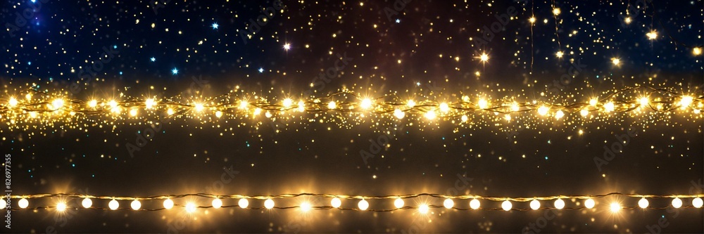 shiny light garland on starry night, hd, ultra realistic shiny light garland on starry night, hd, ultra realistic