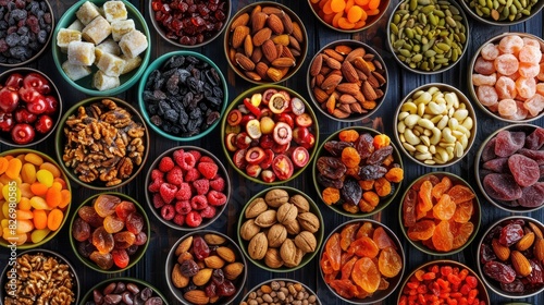 Assortment of dried and candied fruits and nuts from above