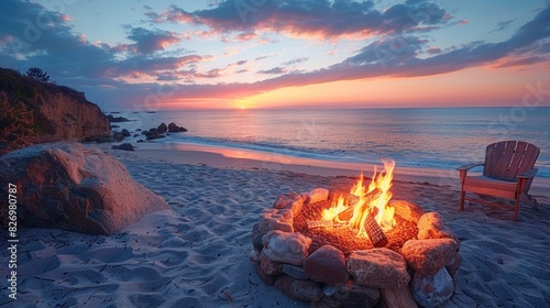 Evenings are made charming by the warm light of bonfires and beach fire pits photo