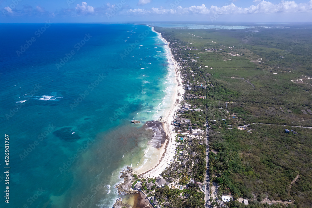 Aerial view of Boca Paila in Tulum