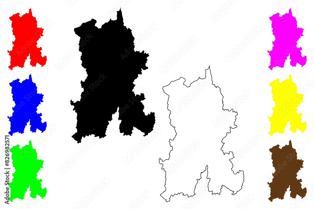 Obraz premium Kunming City (People's Republic of China, Yunnan Province) map vector illustration, scribble sketch City of Yunnan-Fu map