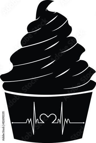Ice Cream - Heart and pulse trace with heart shape
