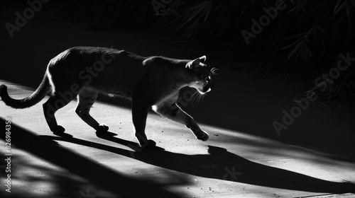 Puma stalking in the shadows ​ photo