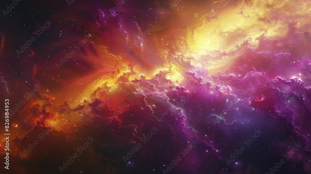 Fototapeta premium interstellar art, nebula with bold colors, glowing stars, cosmic feel