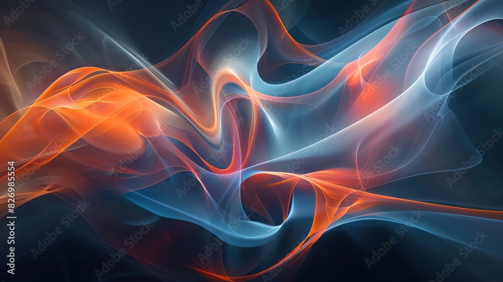 A 3D abstract background featuring layered, flowing ribbons of light A 3D abstract background featuring layered, flowing ribbons of light