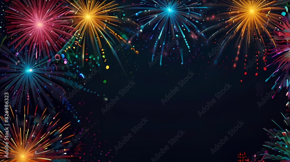 Naklejka premium Celebration Background With Fireworks Theme