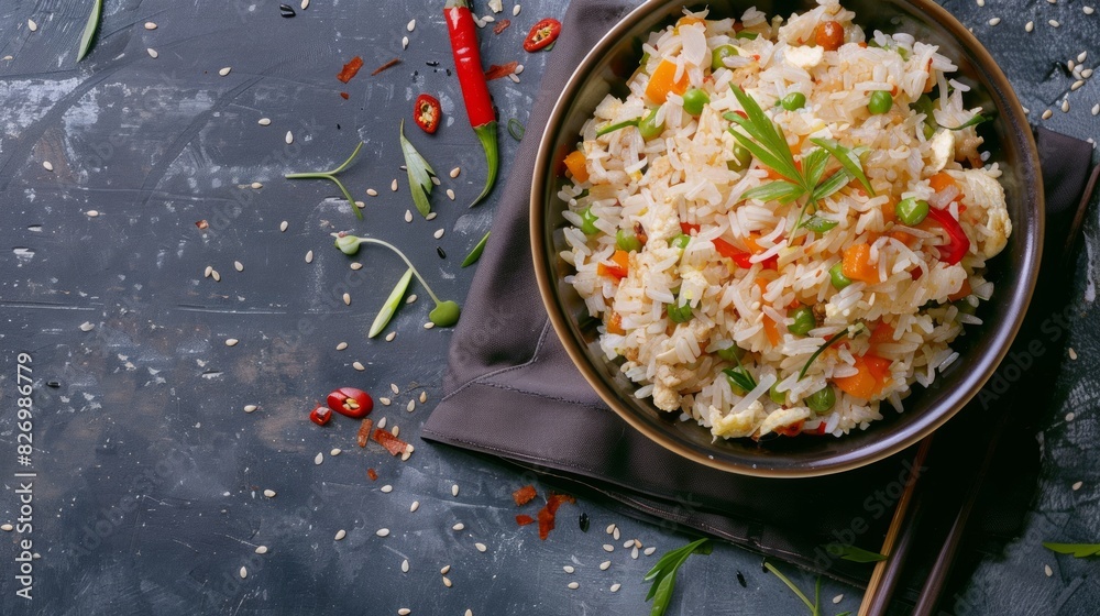 Delicious fried rice with copy space area for text Delicious fried rice with copy space area for text