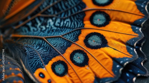 Vivid peacock feathers in close up detail