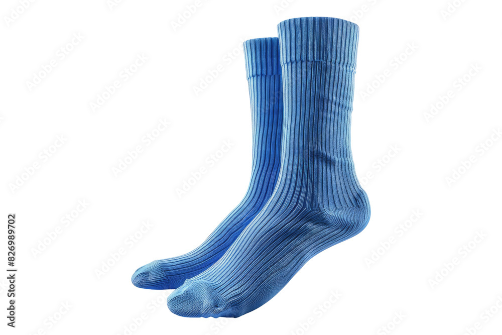 Blue cotton winter socks isolated on white background Blue cotton winter socks isolated on white background