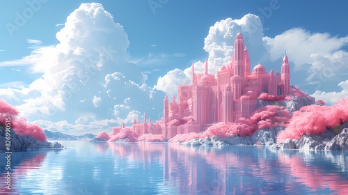 pastel-colored cityscape with buildings in soft liquid hues
