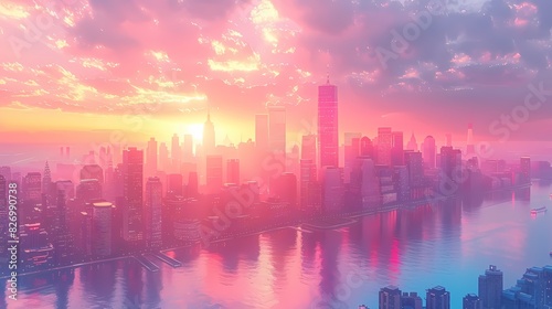 pastel-colored cityscape with buildings in soft liquid hues