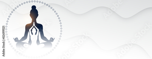 international yoga day woman in asana banner with text space