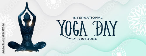 international yoga day event banner woman in yoga posture