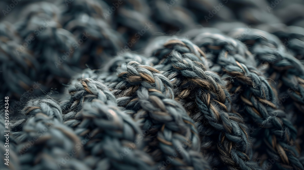 Close-Up of Blue Knitted Fabric Texture, Close-up image of blue knitted fabric showcasing the intricate texture and detailed stitches, highlighting the cozy and soft material Close-Up of Blue Knitted Fabric Texture, Close-up image of blue knitted fabric showcasing the intricate texture and detailed stitches, highlighting the cozy and soft material