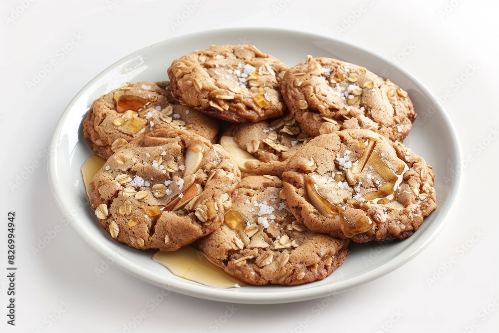 Chewy Oats and Tender Crumb: Apple and Honey Cookies on Plate Chewy Oats and Tender Crumb: Apple and Honey Cookies on Plate