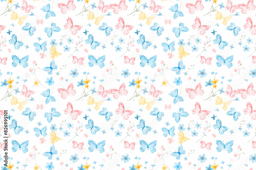 Obraz premium The butterflies are scattered throughout the background