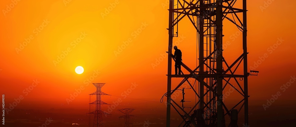 the engineer descended from the towering structure the engineer descended from the towering structure