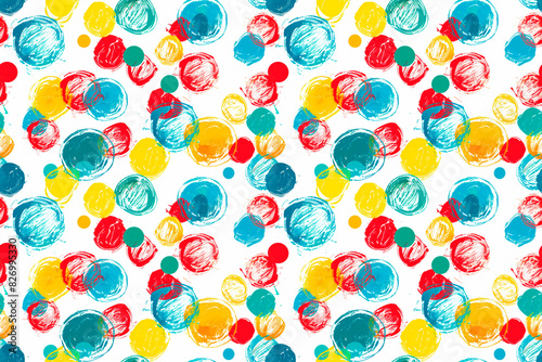 A colorful pattern of circles with a blue circle in the middle