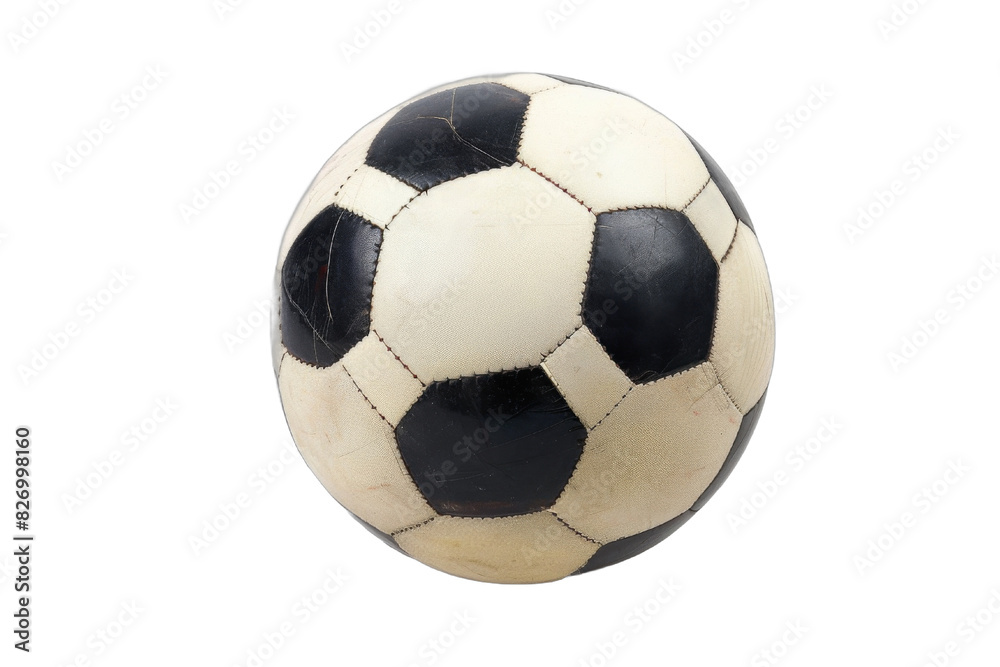 A soccer ball with black and white stripes A soccer ball with black and white stripes