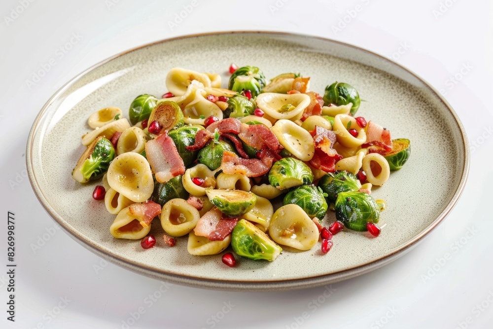 Bacon and Brussels Sprout Orecchiette with Pomegranate and Apple Cider Vinegar Dressing Bacon and Brussels Sprout Orecchiette with Pomegranate and Apple Cider Vinegar Dressing