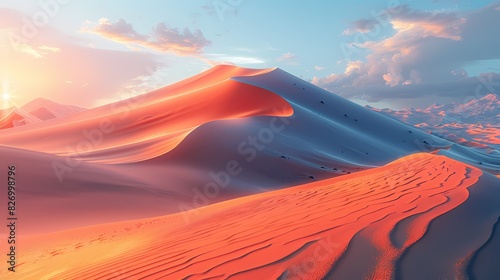 peaceful desert with sand dunes in soft liquid hues