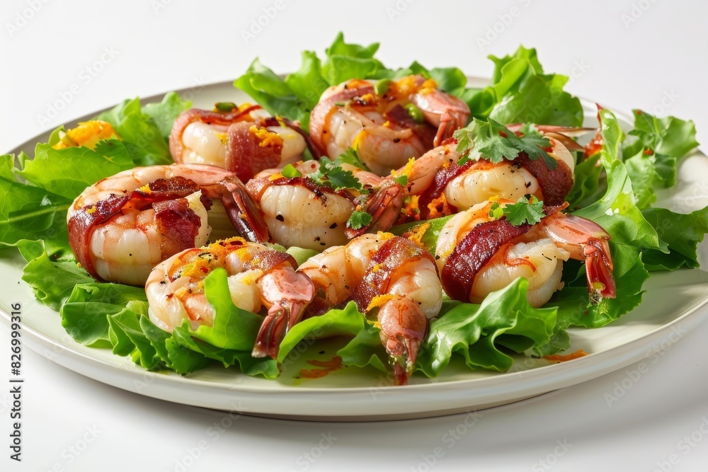 Crispy Bacon Wrapped Shrimp with Fresh Bibb Lettuce Crispy Bacon Wrapped Shrimp with Fresh Bibb Lettuce