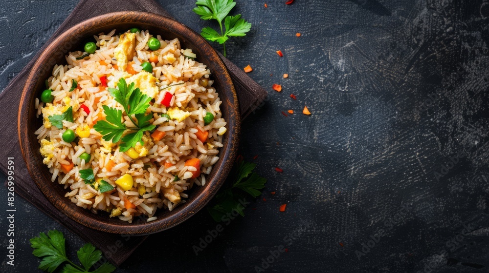 Delicious fried rice with copy space area for text Delicious fried rice with copy space area for text