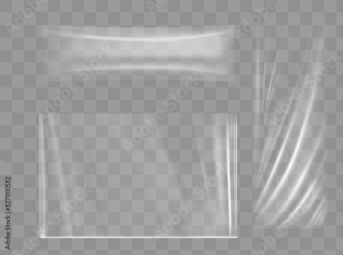Transparent Glossy Polyethylene Plastic Warp. EPS10 Vector