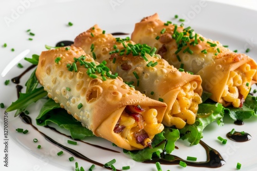Scrumptious Bacon Mac and Cheese Eggrolls with Herbaceous Ranch