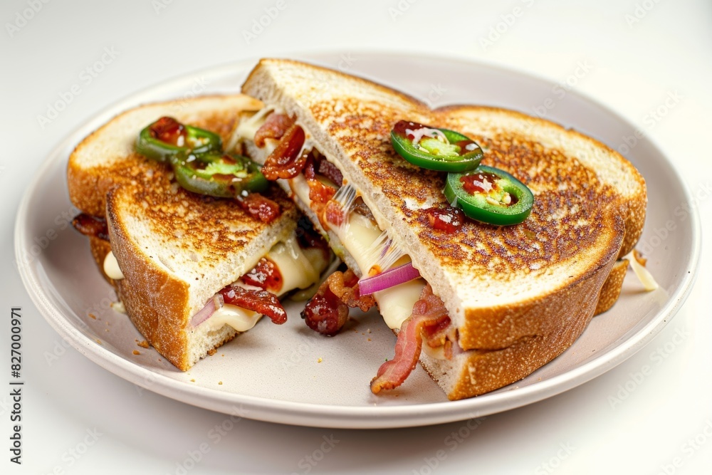 Gourmet Bacon Jalapeño Grilled Cheese with Crispy Bacon and Jalapeño Gourmet Bacon Jalapeño Grilled Cheese with Crispy Bacon and Jalapeño