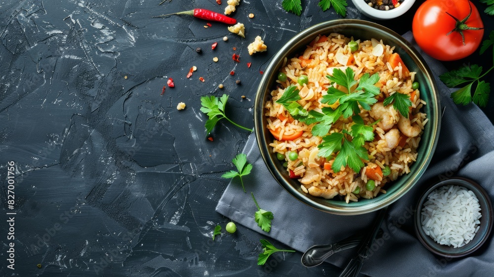 Delicious fried rice with copy space area for text Delicious fried rice with copy space area for text