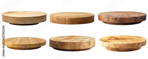 set of wooden podium platform png on transparent background