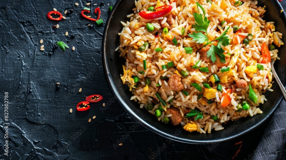 Delicious fried rice with copy space area for text Delicious fried rice with copy space area for text