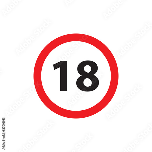 Children under 18 do not sign. Circle number eighteen. Age registration marks isolated on white background. Free Download Children under 18 do not sign. Circle number eighteen. Age registration marks isolated on white background. - GFXLoad
